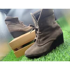 White Mountain -Grey-Wedge Boots-Size 8W